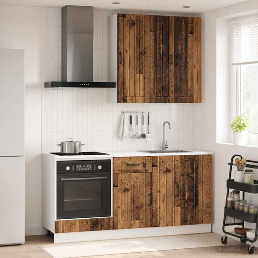 vidaXL Μονάδα κουζίνας LUCCA 5 pcs Παλαιωμένο ξύλο Επεξεργασμένο Ξύλο