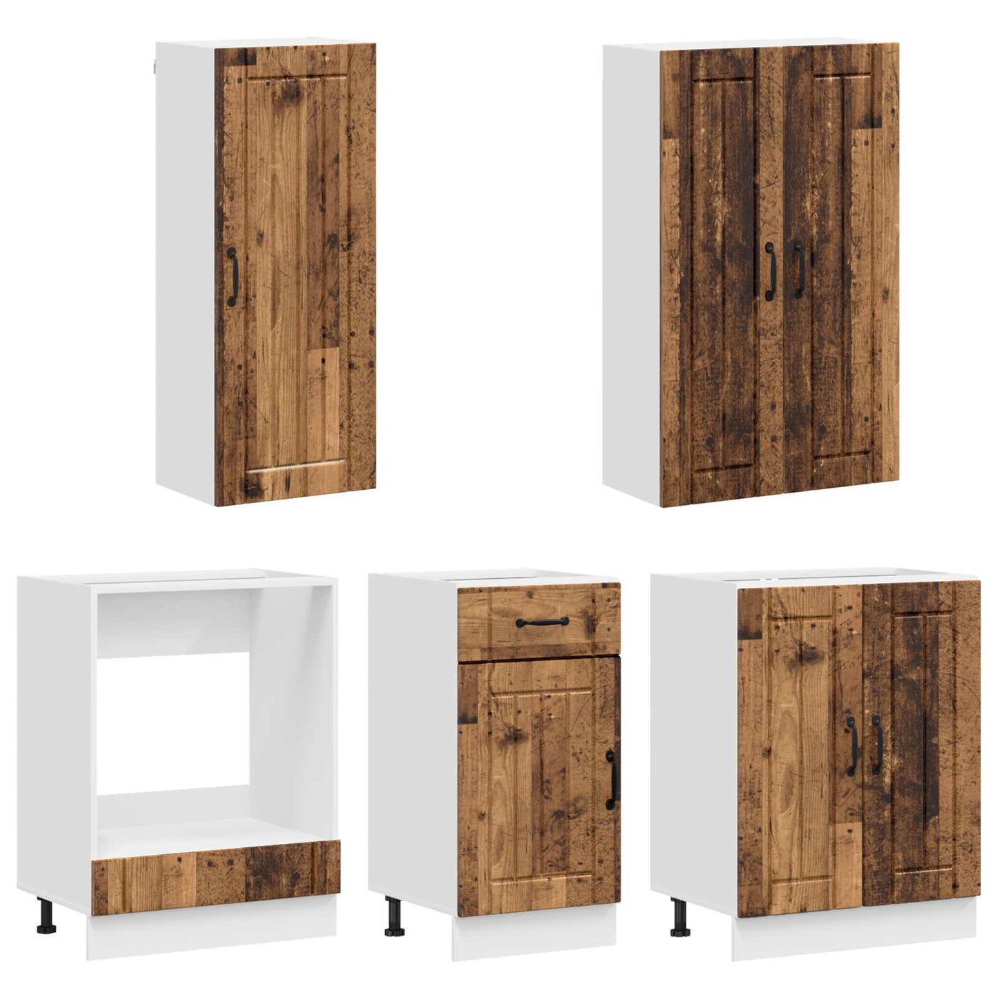 vidaXL Μονάδα κουζίνας LUCCA 5 pcs Παλαιωμένο ξύλο Επεξεργασμένο Ξύλο