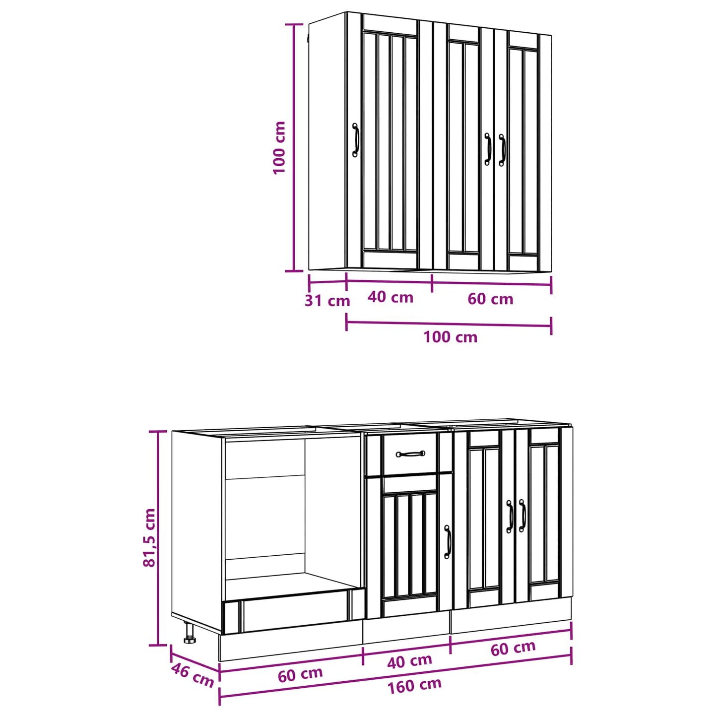 vidaXL Μονάδα κουζίνας LUCCA 5 pcs Παλαιωμένο ξύλο Επεξεργασμένο Ξύλο