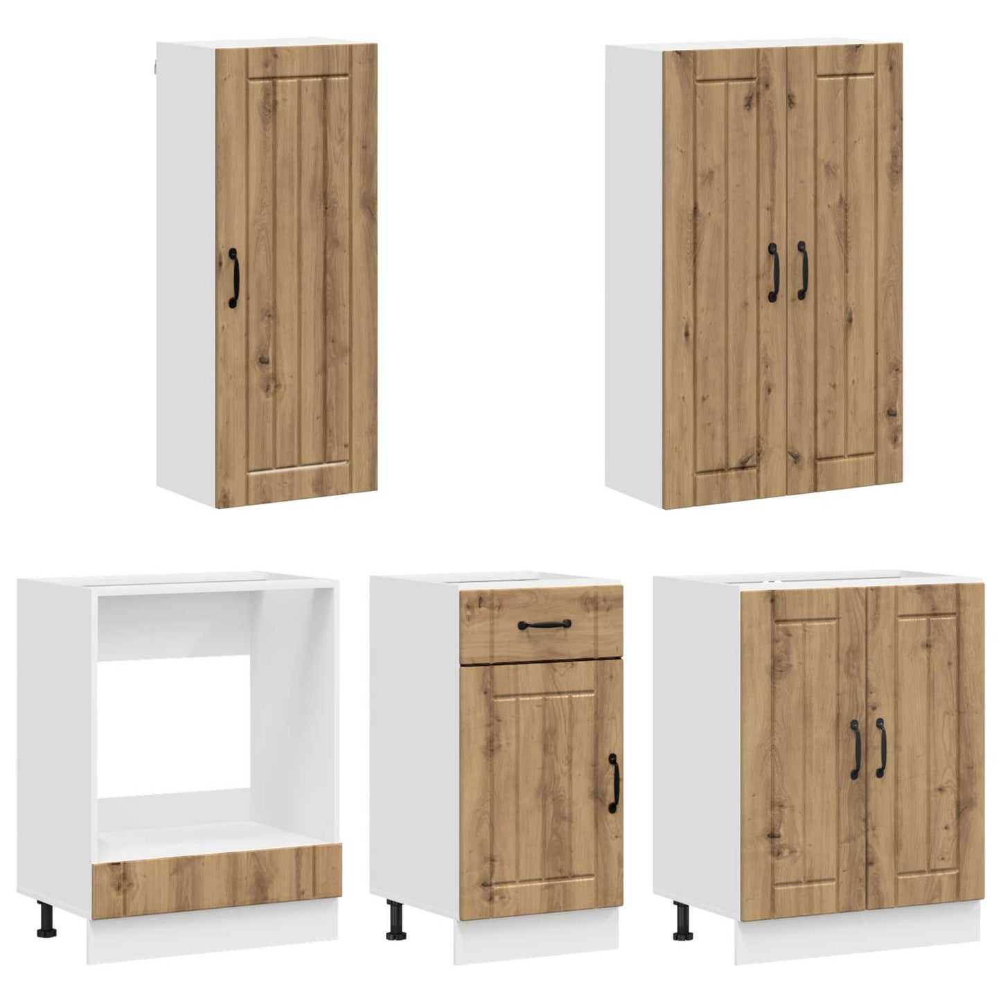 vidaXL Μονάδα κουζίνας LUCCA 5 pcs Artisan Δρυς Επεξεργασμένο Ξύλο