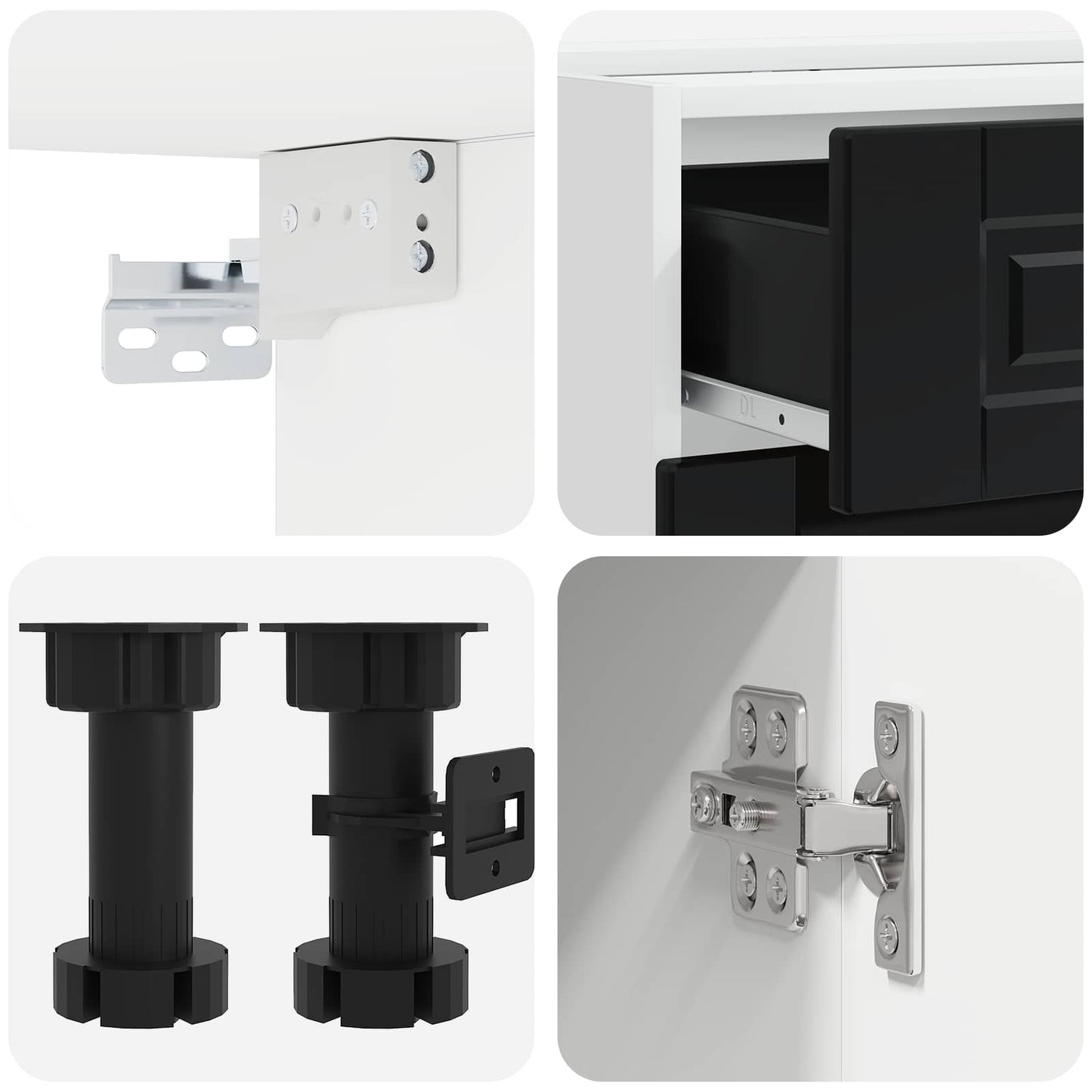 vidaXL Μονάδα κουζίνας PORTO 5 pcs Μαύρο Επεξεργασμένο Ξύλο