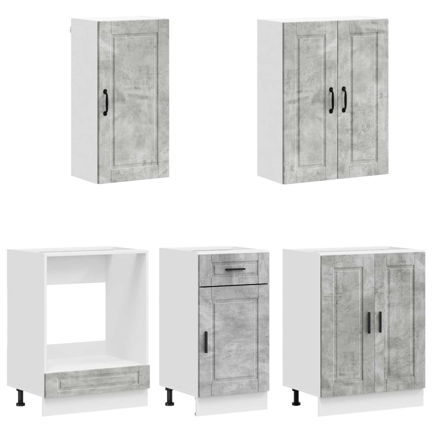 vidaXL Μονάδα κουζίνας PORTO 5 pcs Γκρι Σκυροδέματος