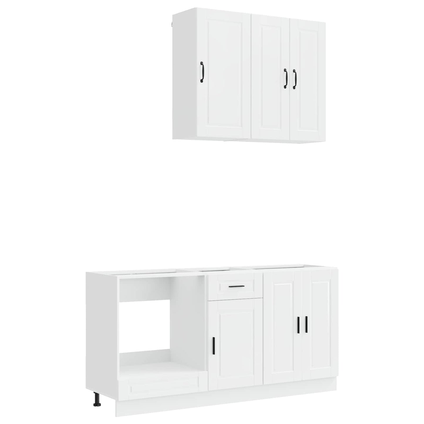 vidaXL Μονάδα κουζίνας PORTO 5 pcs Γυαλιστερό Λευκό Επεξεργασμένο Ξύλο