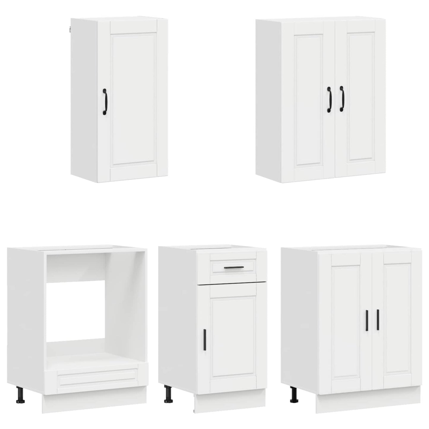 vidaXL Μονάδα κουζίνας PORTO 5 pcs Γυαλιστερό Λευκό Επεξεργασμένο Ξύλο