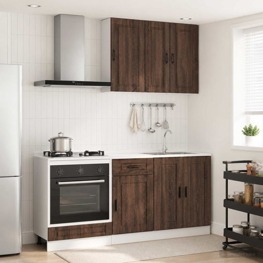 vidaXL Μονάδα κουζίνας PORTO 5 pcs Καφέ Ξύλο Δρυός Επεξεργασμένο Ξύλο