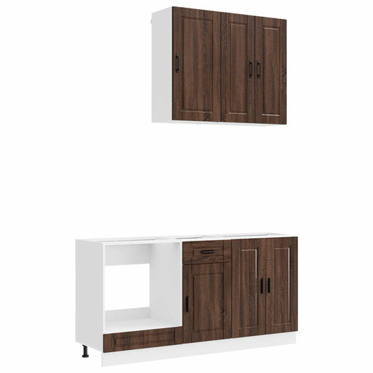vidaXL Μονάδα κουζίνας PORTO 5 pcs Καφέ Ξύλο Δρυός Επεξεργασμένο Ξύλο