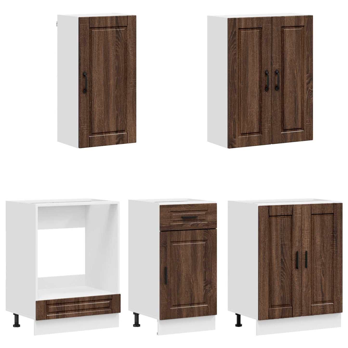 vidaXL Μονάδα κουζίνας PORTO 5 pcs Καφέ Ξύλο Δρυός Επεξεργασμένο Ξύλο
