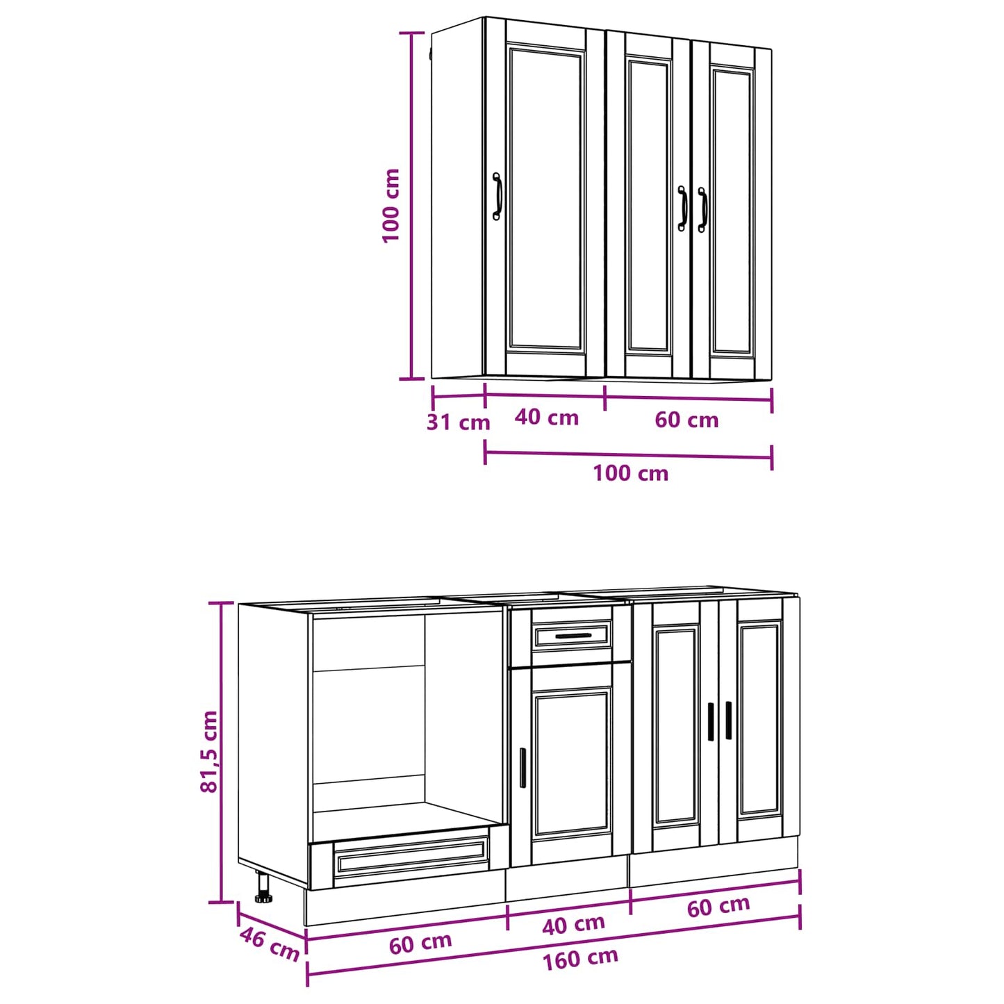vidaXL Μονάδα κουζίνας PORTO 5 pcs Λευκό Επεξεργασμένο Ξύλο
