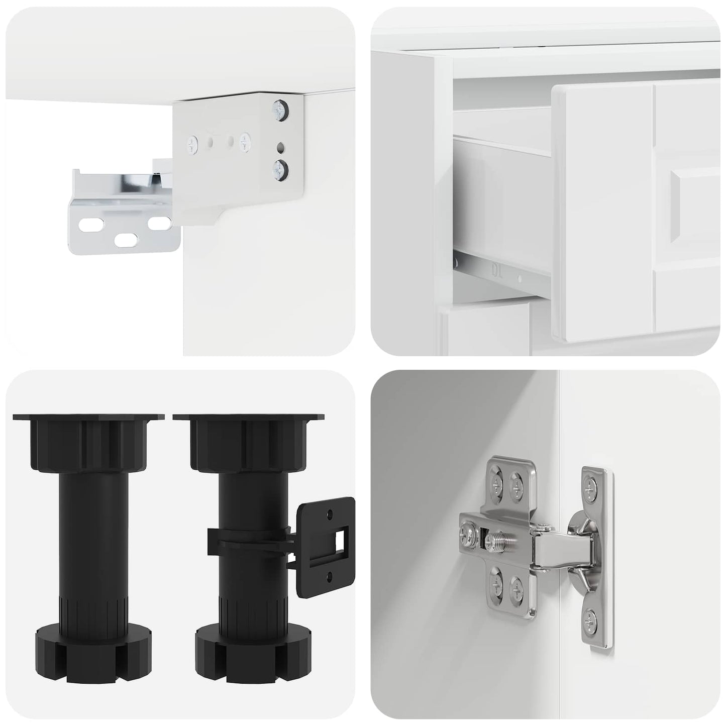 vidaXL Μονάδα κουζίνας PORTO 5 pcs Γυαλιστερό Λευκό Επεξεργασμένο Ξύλο