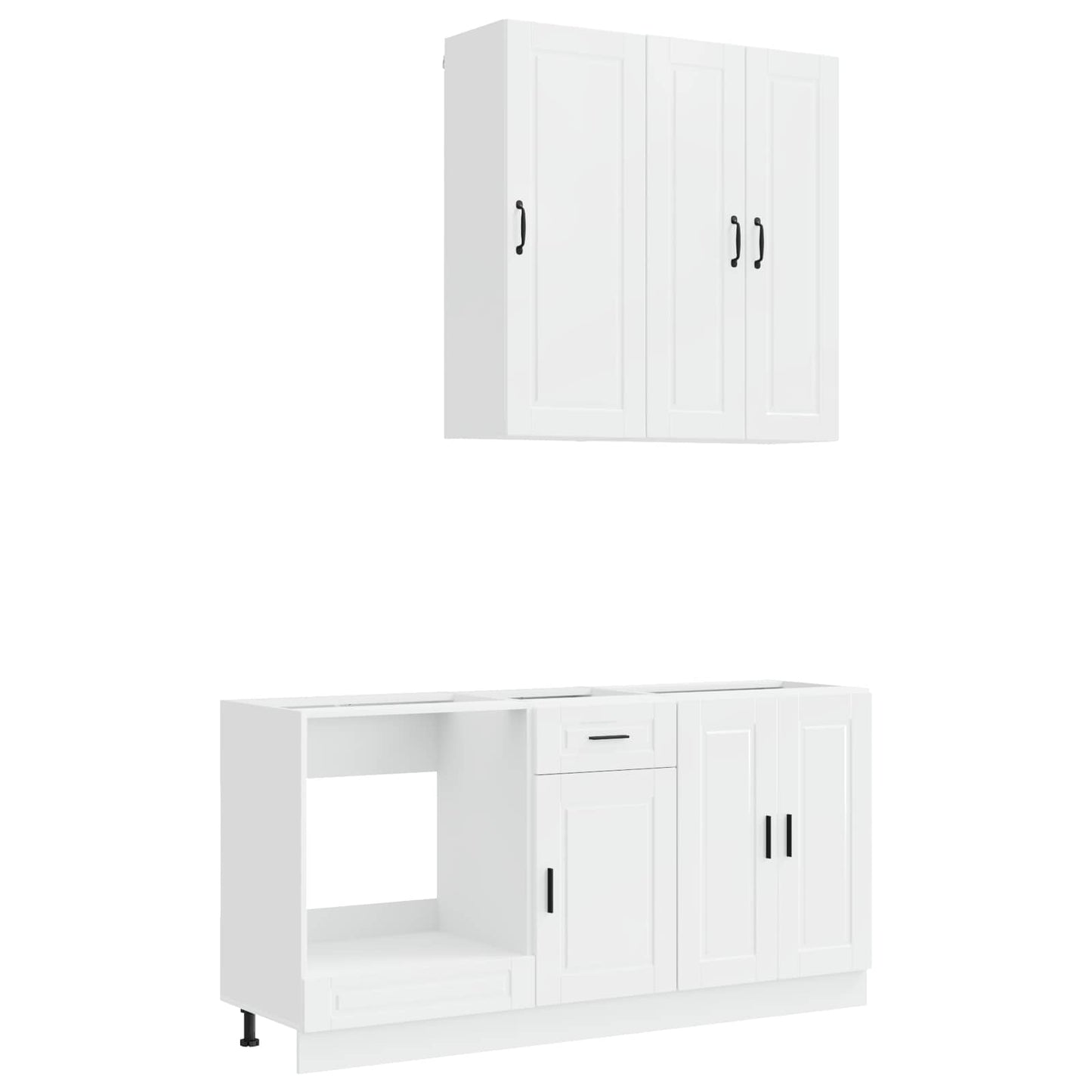vidaXL Μονάδα κουζίνας PORTO 5 pcs Γυαλιστερό Λευκό Επεξεργασμένο Ξύλο