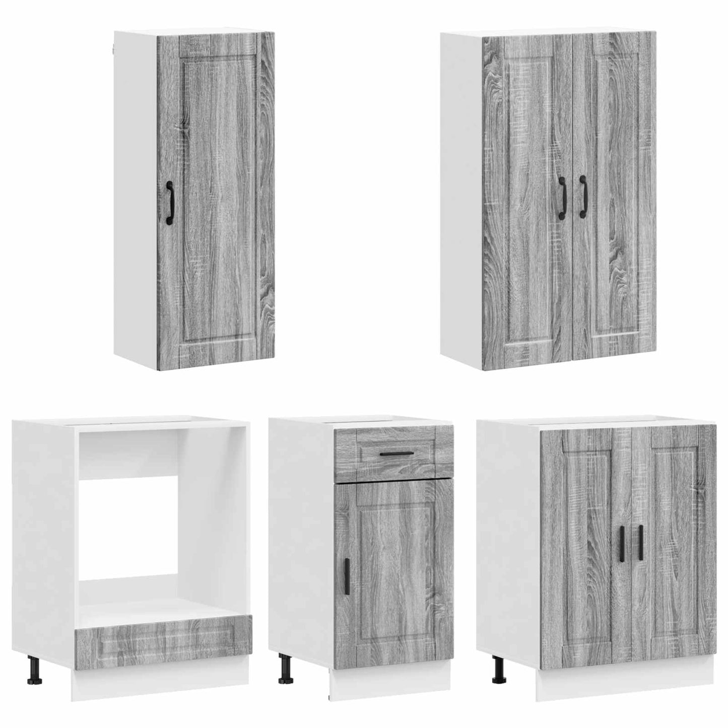 vidaXL Μονάδα κουζίνας PORTO 5 pcs Γκρι Sonoma Επεξεργασμένο Ξύλο