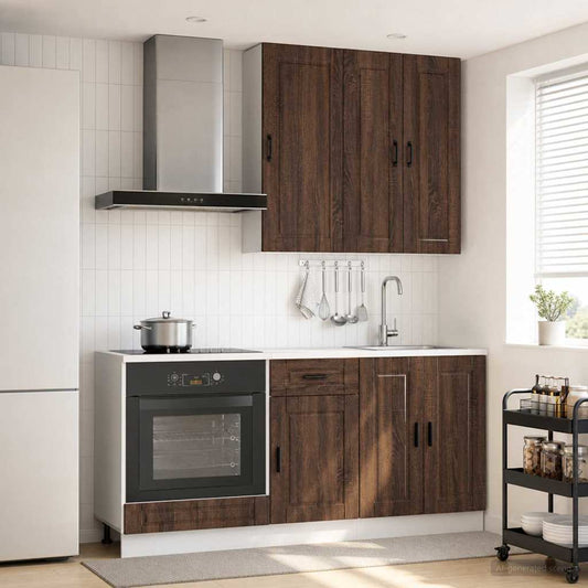 vidaXL Μονάδα κουζίνας PORTO 5 pcs Καφέ Ξύλο Δρυός Επεξεργασμένο Ξύλο