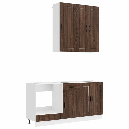 vidaXL Μονάδα κουζίνας PORTO 5 pcs Καφέ Ξύλο Δρυός Επεξεργασμένο Ξύλο