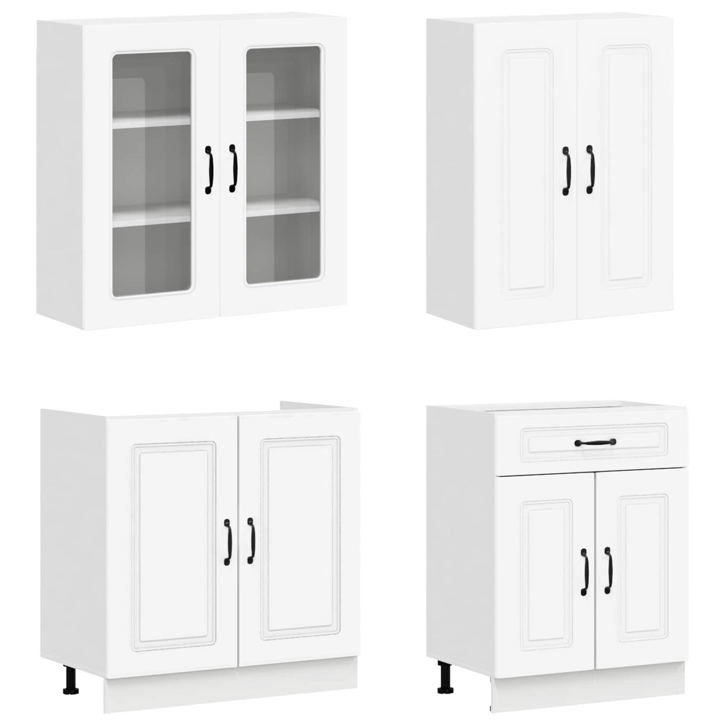 vidaXL Μονάδα κουζίνας KALMAR 4 pcs Λευκό Επεξεργασμένο Ξύλο
