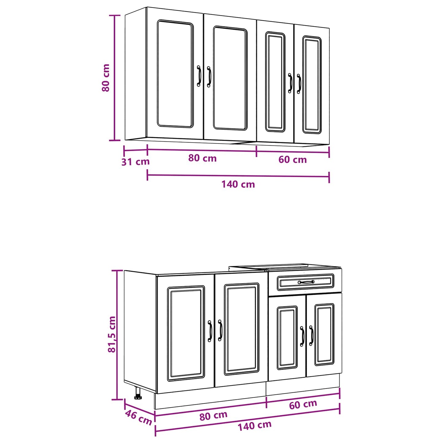 vidaXL Μονάδα κουζίνας KALMAR 4 pcs Γκρι Σκυροδέματος