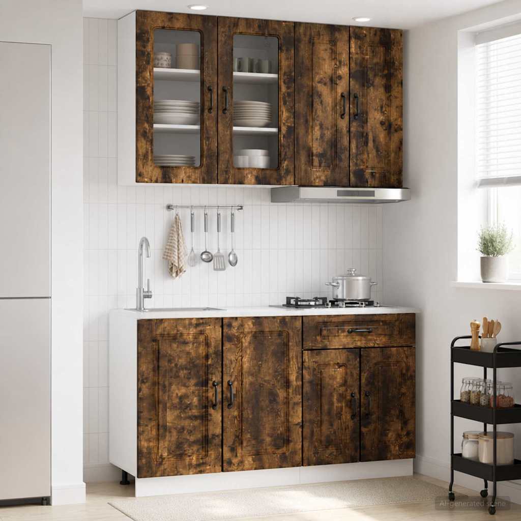 vidaXL Μονάδα κουζίνας KALMAR 4 pcs Καπνισμένο Ξύλο Δρυός