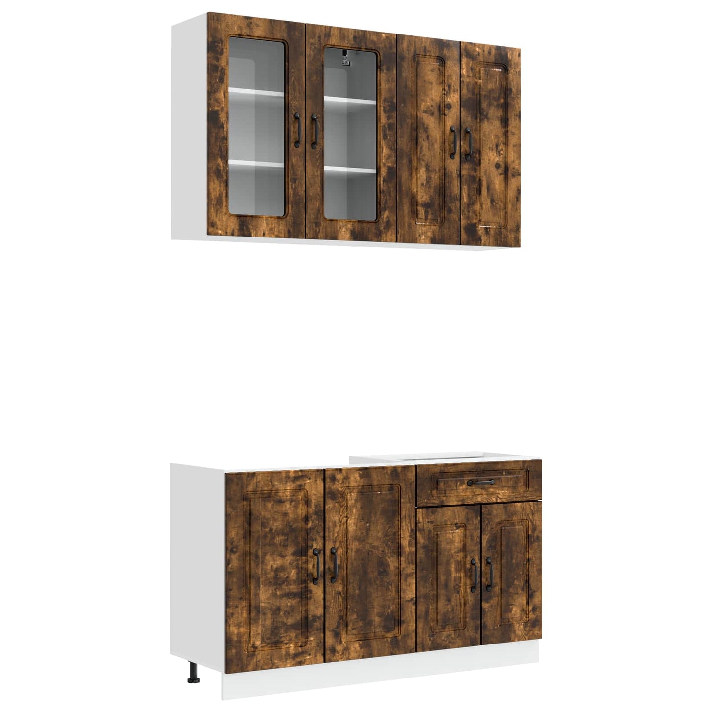 vidaXL Μονάδα κουζίνας KALMAR 4 pcs Καπνισμένο Ξύλο Δρυός