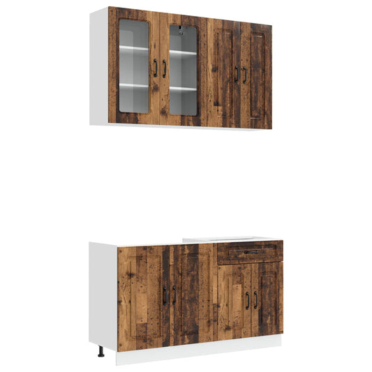 vidaXL Μονάδα κουζίνας KALMAR 4 pcs Παλαιωμένο ξύλο Επεξεργασμένο Ξύλο