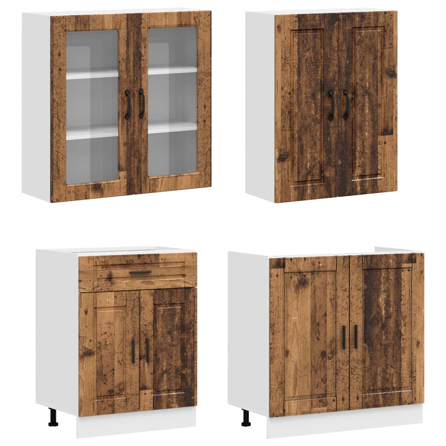 vidaXL Μονάδα κουζίνας KALMAR 4 pcs Παλαιωμένο ξύλο Επεξεργασμένο Ξύλο