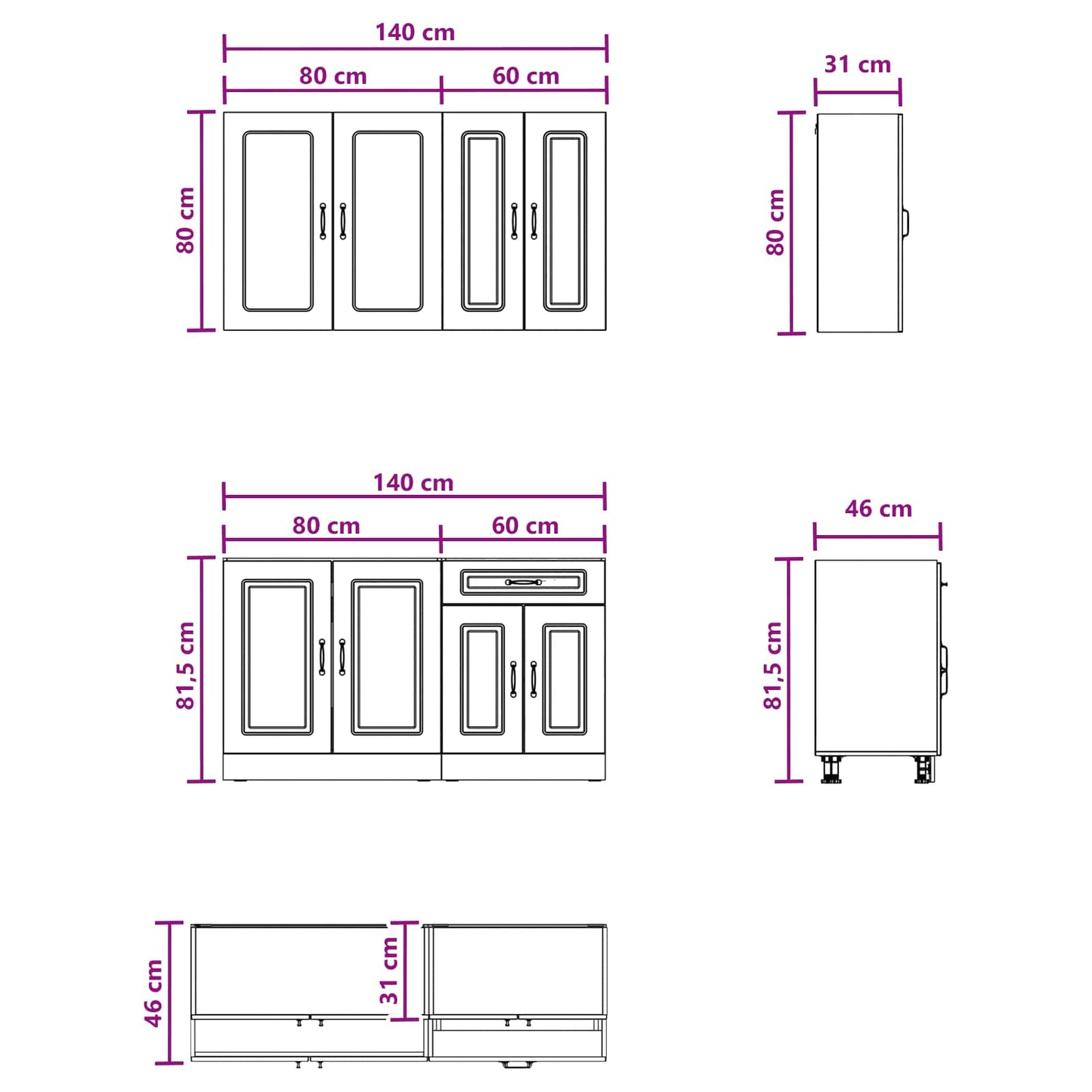 vidaXL Μονάδα κουζίνας KALMAR 4 pcs Artisan Δρυς Επεξεργασμένο Ξύλο