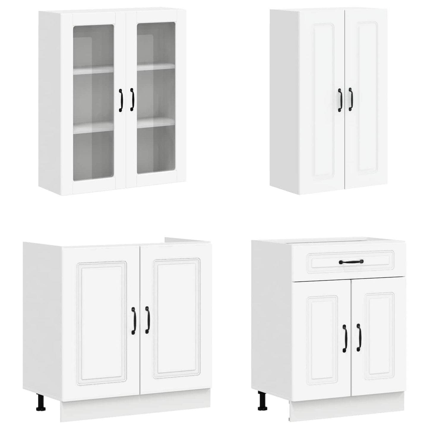vidaXL Μονάδα κουζίνας KALMAR 4 pcs Λευκό Επεξεργασμένο Ξύλο