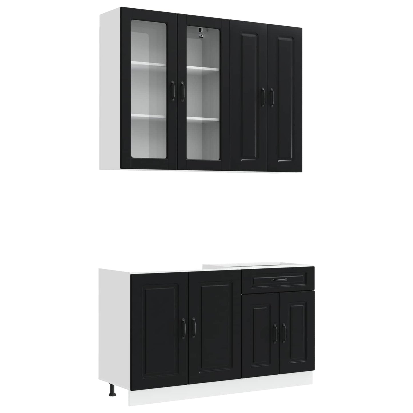 vidaXL Μονάδα κουζίνας KALMAR 4 pcs Μαύρο Επεξεργασμένο Ξύλο
