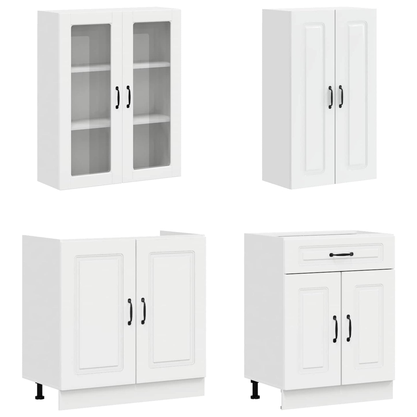 vidaXL Μονάδα κουζίνας KALMAR 4 pcs Γυαλιστερό Λευκό
