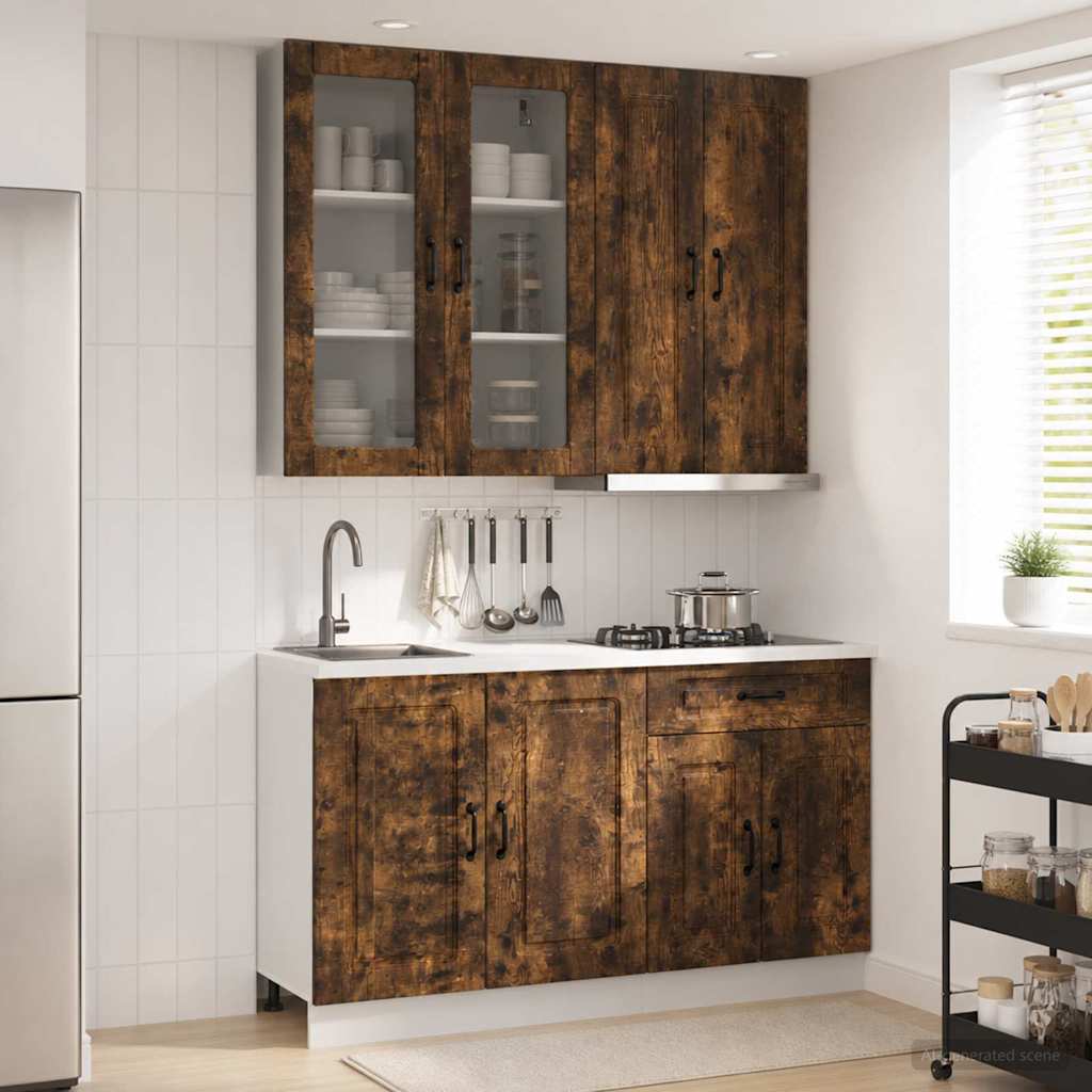 vidaXL Μονάδα κουζίνας KALMAR 4 pcs Καπνισμένο Ξύλο Δρυός