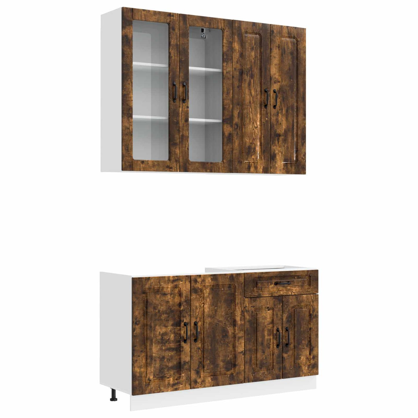 vidaXL Μονάδα κουζίνας KALMAR 4 pcs Καπνισμένο Ξύλο Δρυός