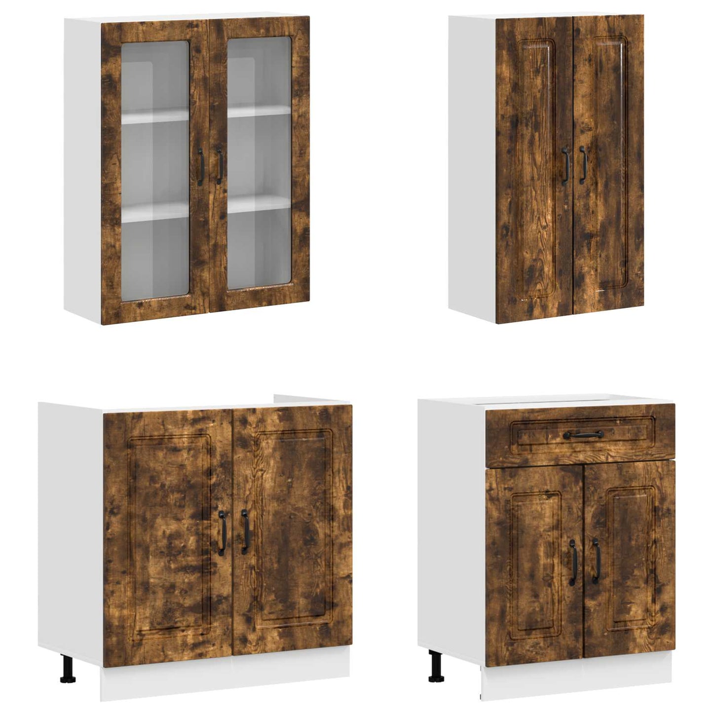 vidaXL Μονάδα κουζίνας KALMAR 4 pcs Καπνισμένο Ξύλο Δρυός