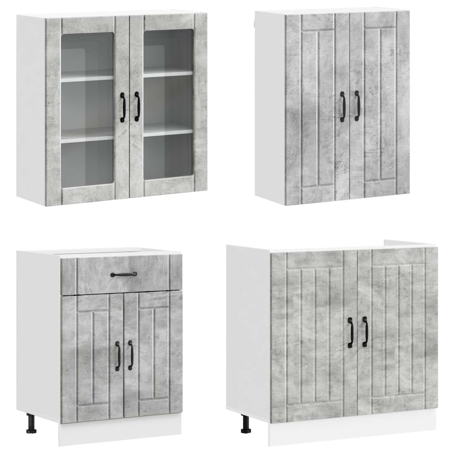 vidaXL Μονάδα κουζίνας LUCCA 4 pcs Γκρι Σκυροδέματος