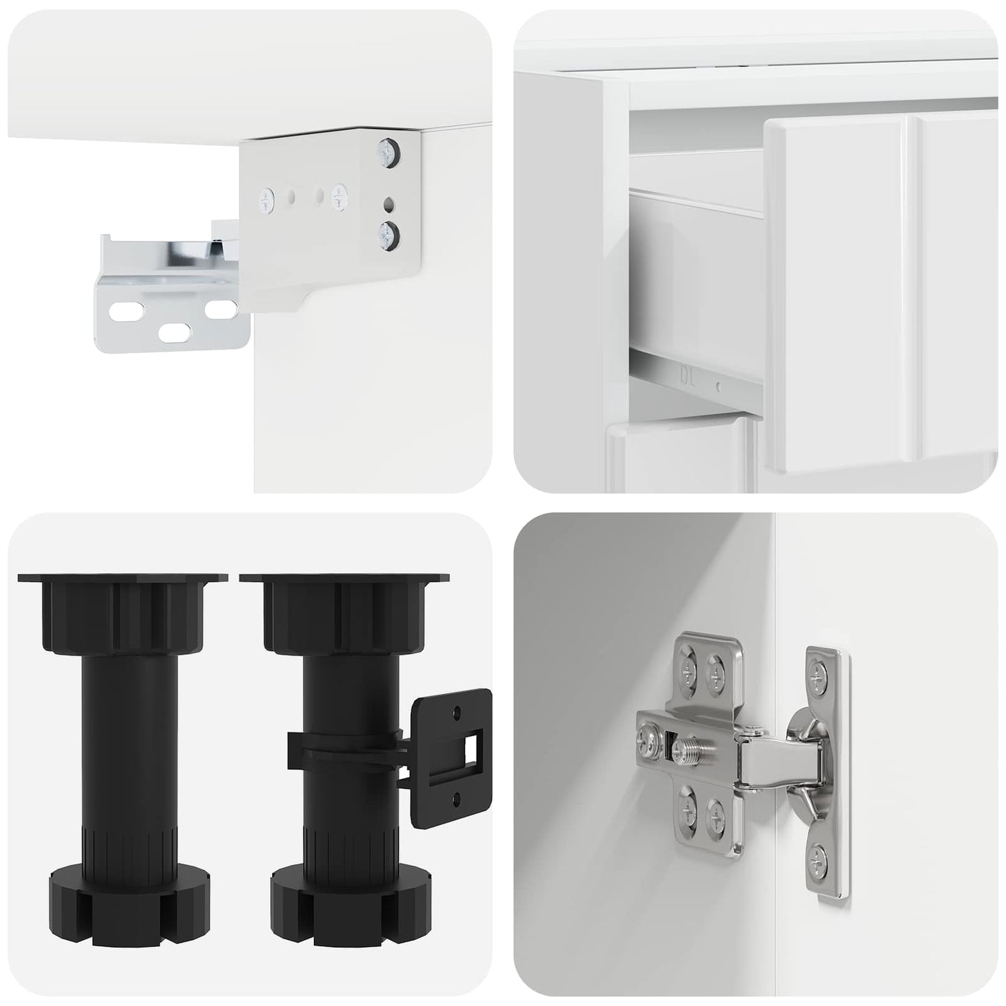 vidaXL Μονάδα κουζίνας LUCCA 4 pcs Γυαλιστερό Λευκό Επεξεργασμένο Ξύλο