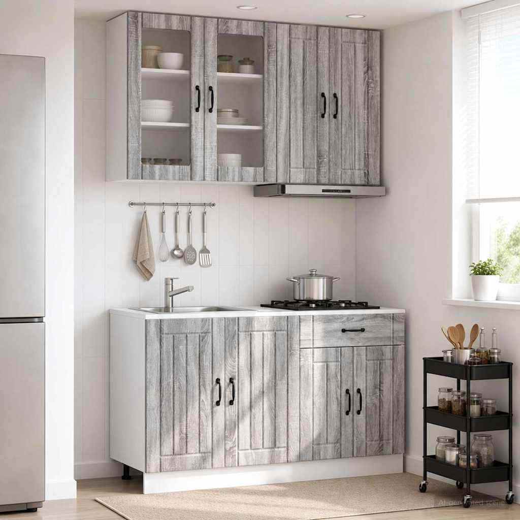 vidaXL Μονάδα κουζίνας LUCCA 4 pcs Γκρι Sonoma Επεξεργασμένο Ξύλο