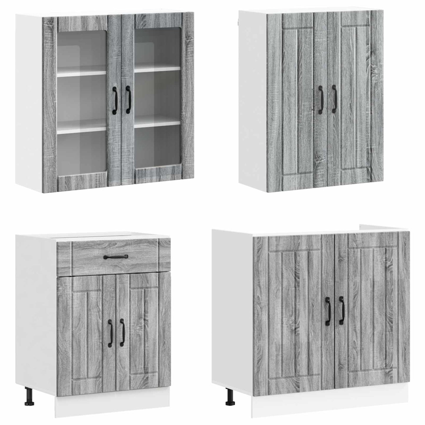 vidaXL Μονάδα κουζίνας LUCCA 4 pcs Γκρι Sonoma Επεξεργασμένο Ξύλο