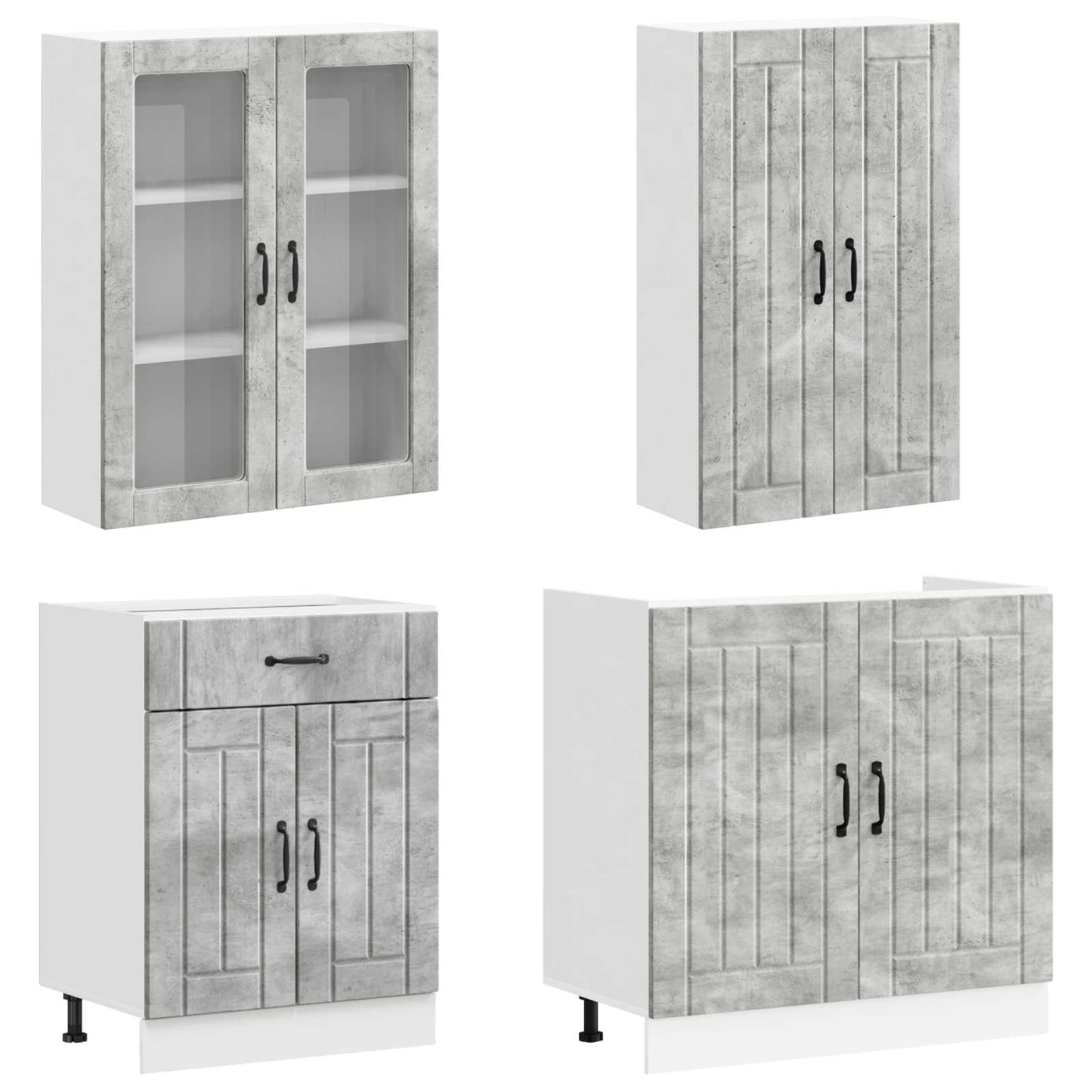 vidaXL Μονάδα κουζίνας LUCCA 4 pcs Γκρι Σκυροδέματος