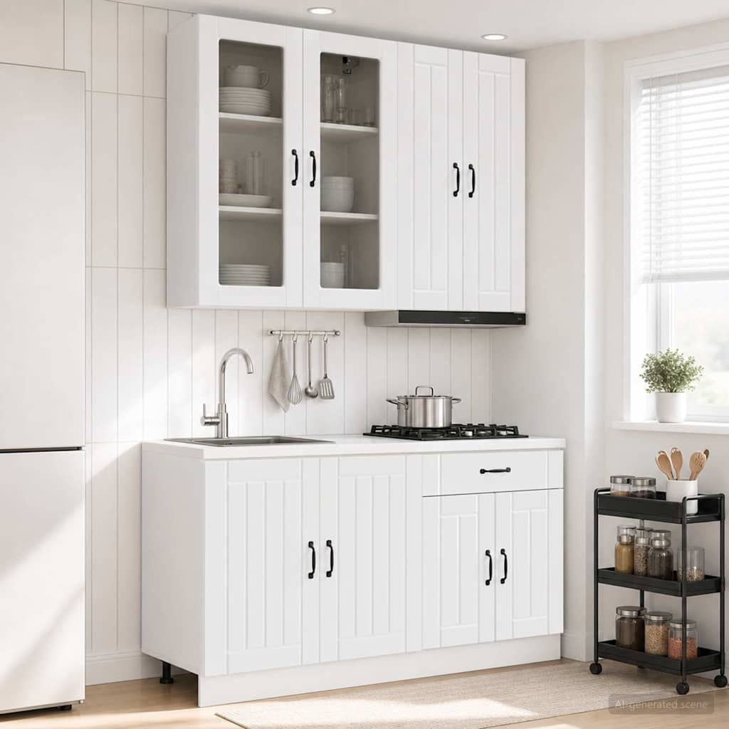 vidaXL Μονάδα κουζίνας LUCCA 4 pcs Γυαλιστερό Λευκό Επεξεργασμένο Ξύλο