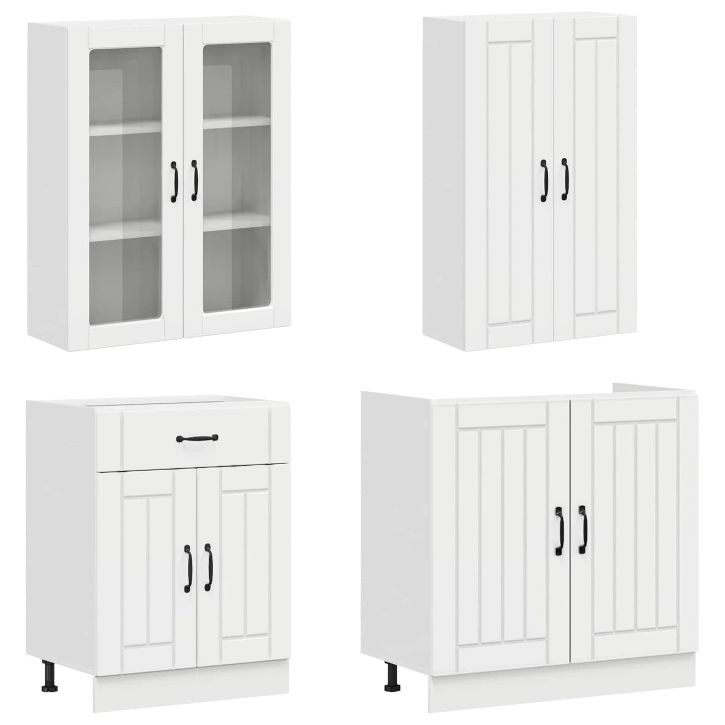 vidaXL Μονάδα κουζίνας LUCCA 4 pcs Γυαλιστερό Λευκό Επεξεργασμένο Ξύλο