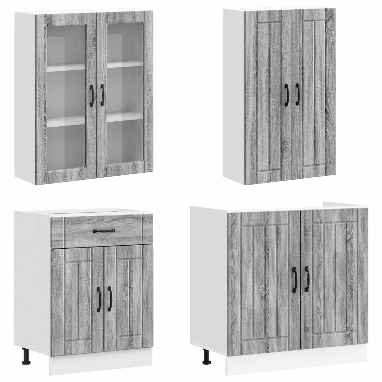 vidaXL Μονάδα κουζίνας LUCCA 4 pcs Γκρι Sonoma Επεξεργασμένο Ξύλο