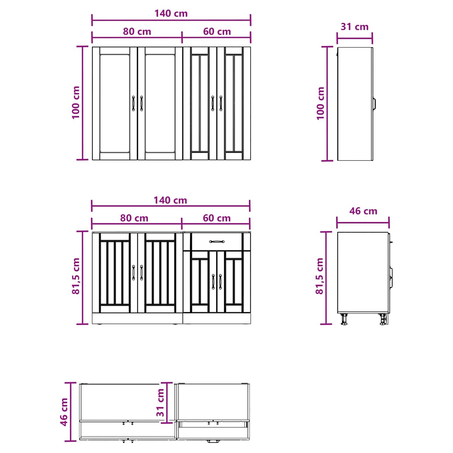 vidaXL Μονάδα κουζίνας LUCCA 4 pcs Γκρι Sonoma Επεξεργασμένο Ξύλο
