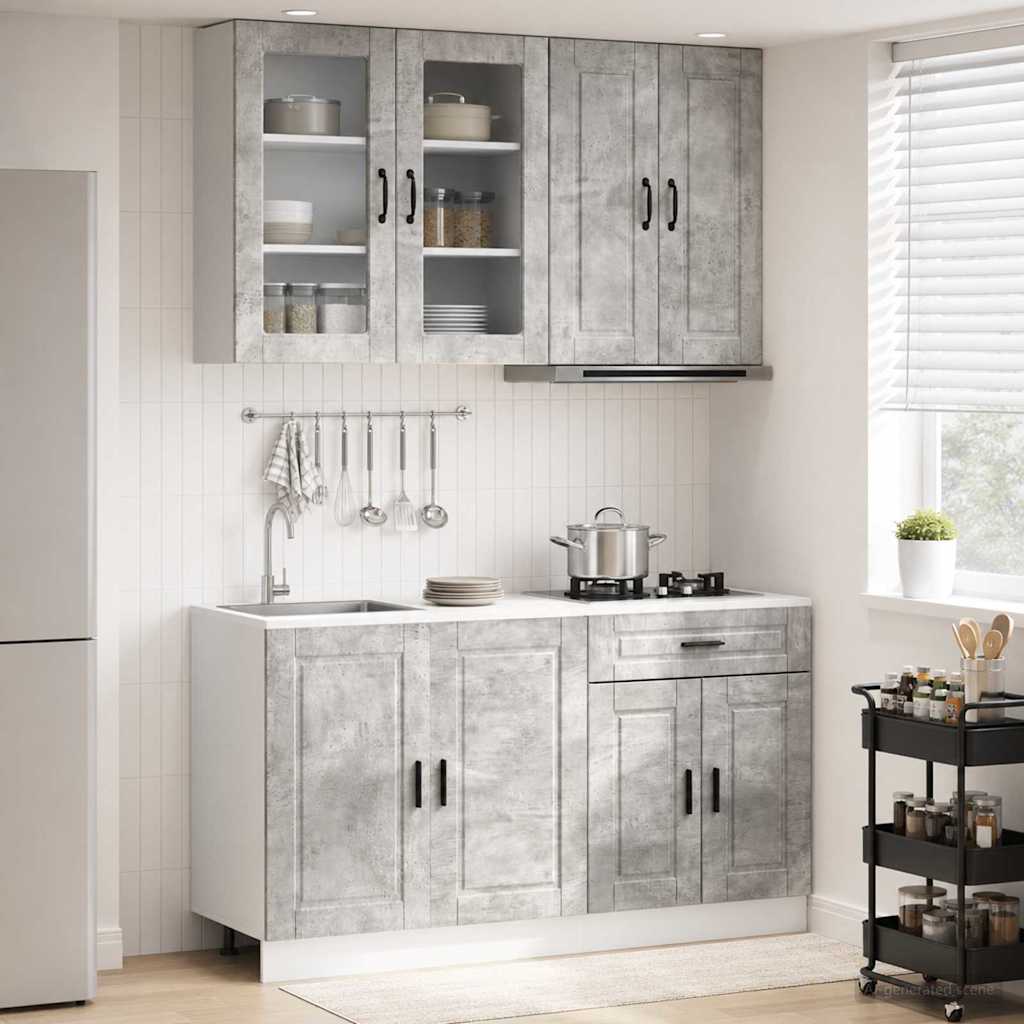 vidaXL Μονάδα κουζίνας PORTO 4 pcs Γκρι Σκυροδέματος