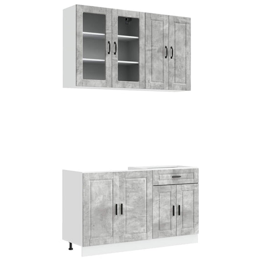vidaXL Μονάδα κουζίνας PORTO 4 pcs Γκρι Σκυροδέματος