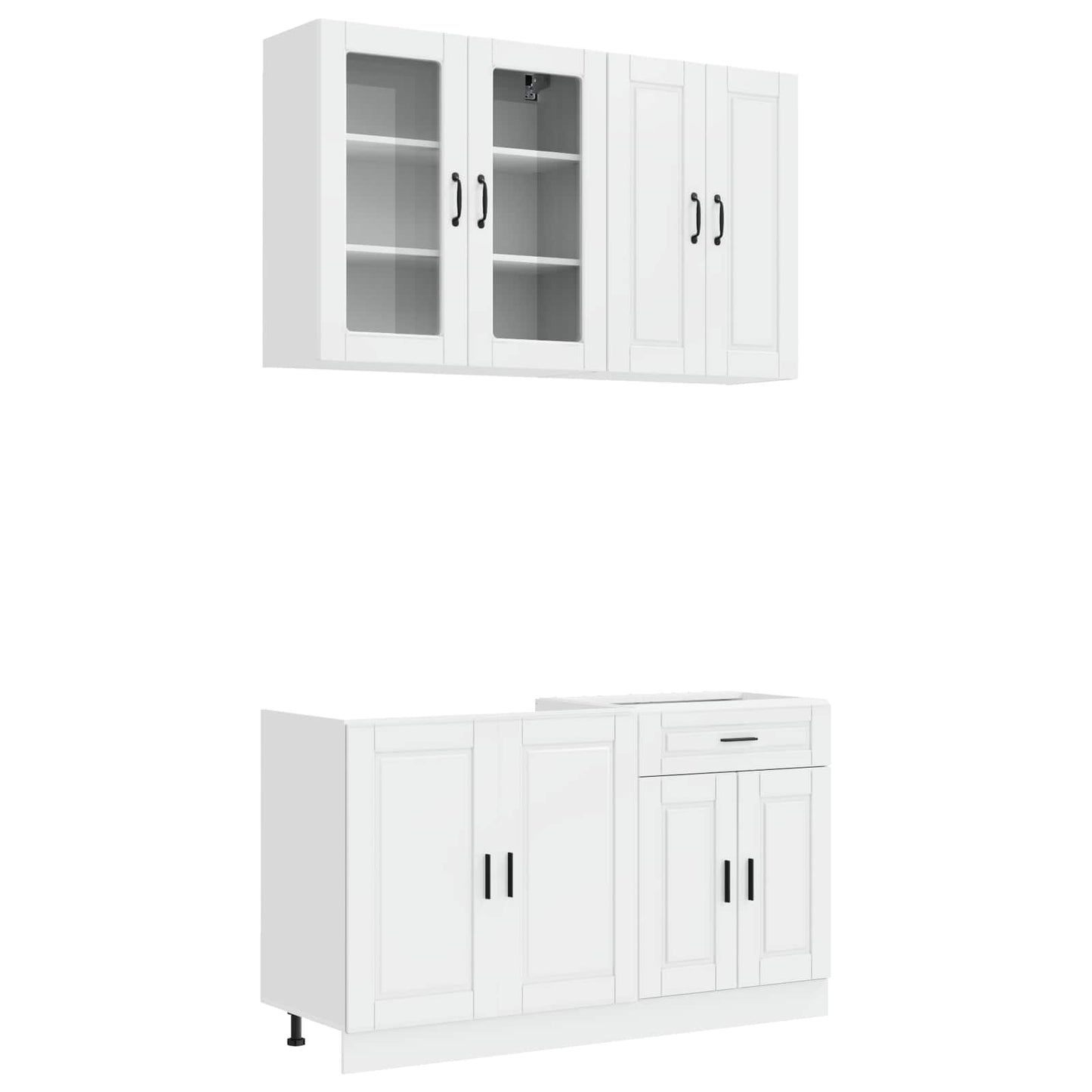 vidaXL Μονάδα κουζίνας PORTO 4 pcs Γυαλιστερό Λευκό Επεξεργασμένο Ξύλο