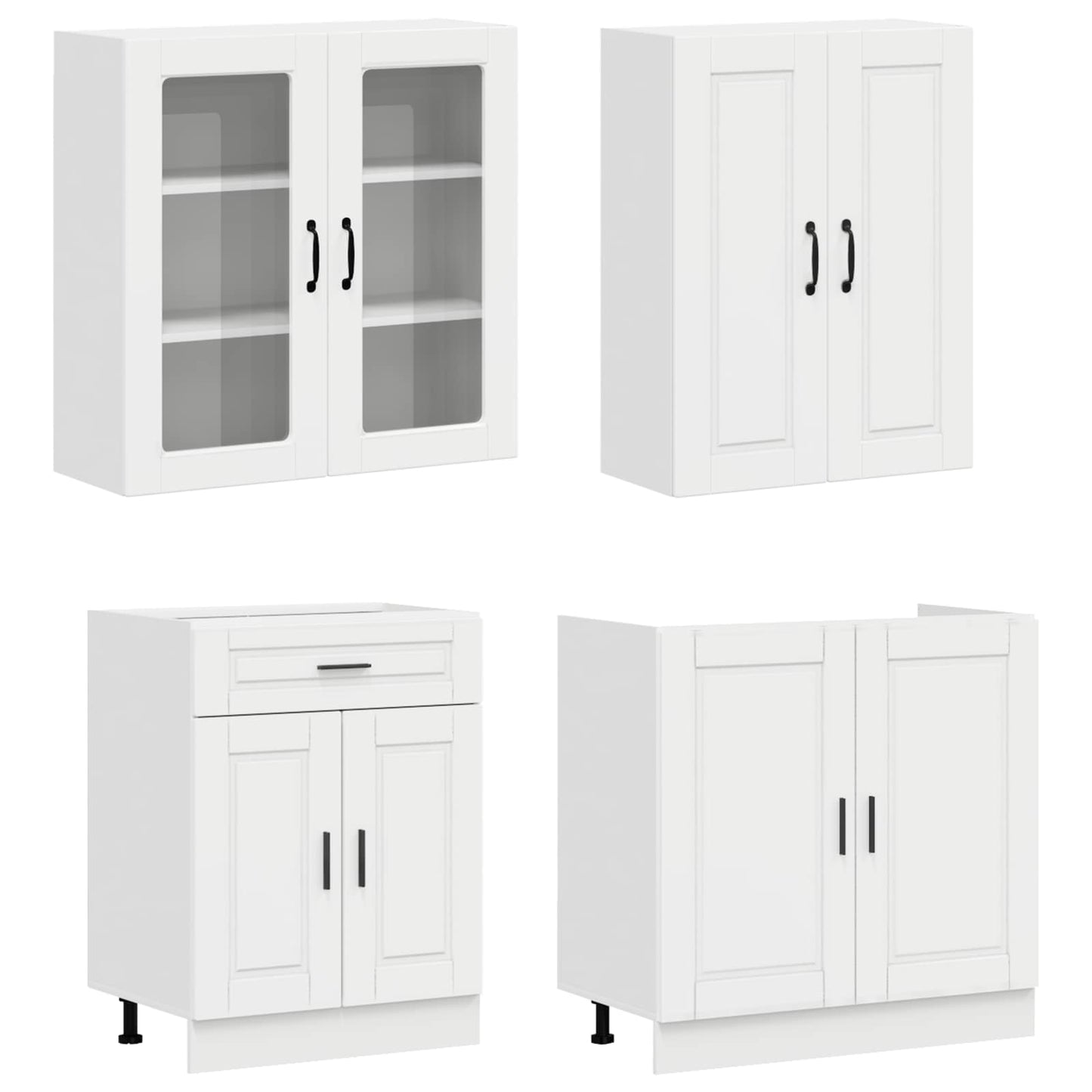 vidaXL Μονάδα κουζίνας PORTO 4 pcs Γυαλιστερό Λευκό Επεξεργασμένο Ξύλο