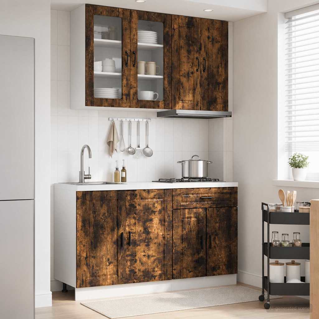 vidaXL Μονάδα κουζίνας PORTO 4 pcs Καπνισμένο Ξύλο Δρυός