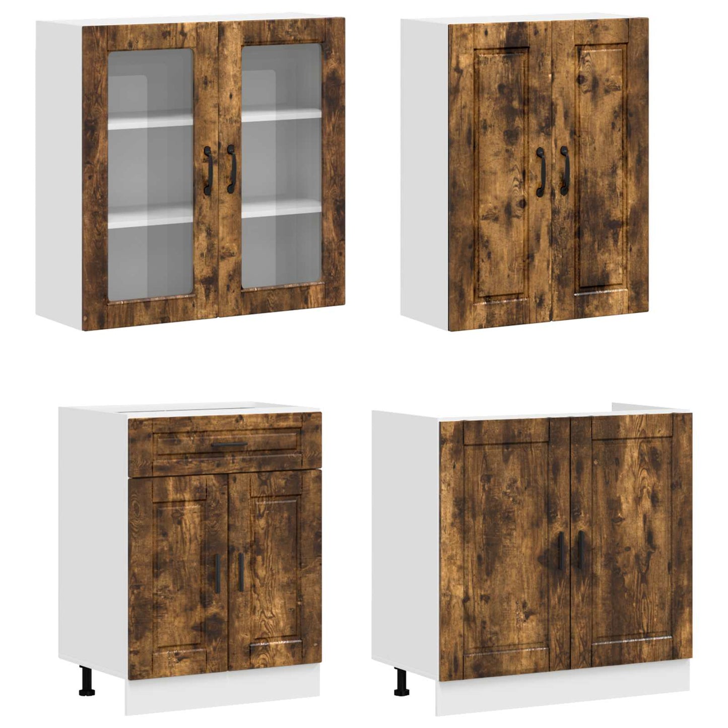 vidaXL Μονάδα κουζίνας PORTO 4 pcs Καπνισμένο Ξύλο Δρυός