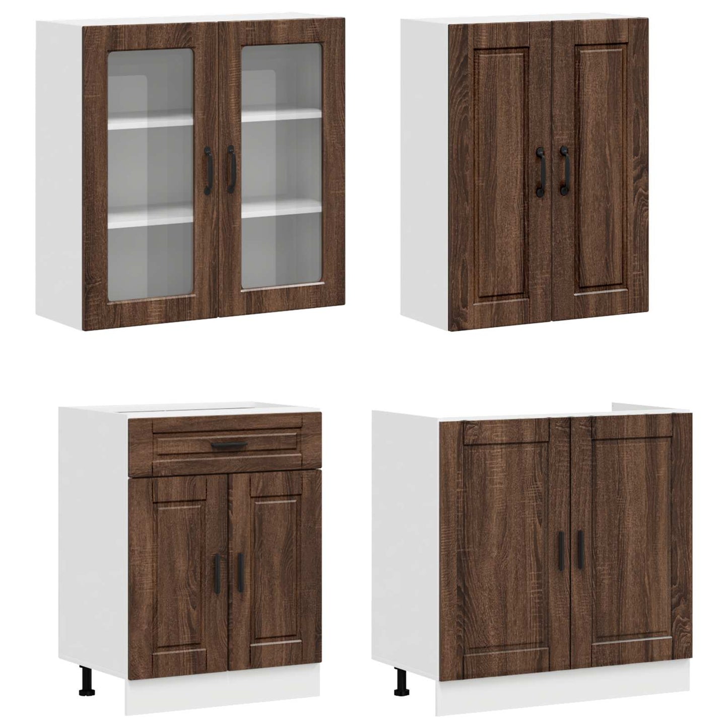 vidaXL Μονάδα κουζίνας PORTO 4 pcs Καφέ Ξύλο Δρυός Επεξεργασμένο Ξύλο