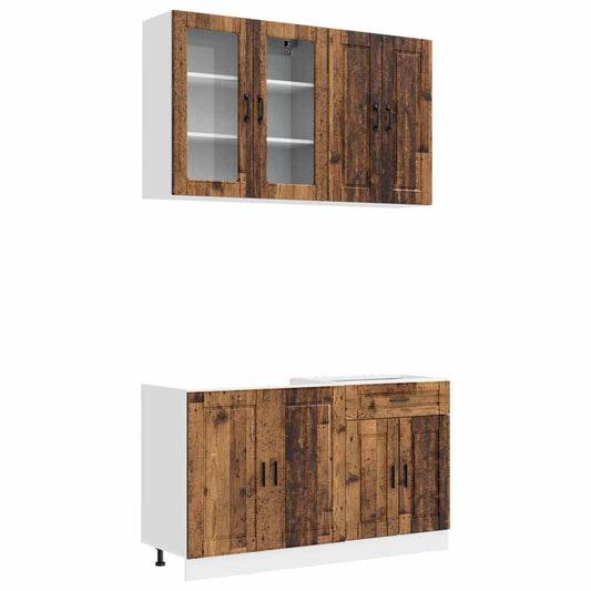 vidaXL Μονάδα κουζίνας PORTO 4 pcs Παλαιωμένο ξύλο Επεξεργασμένο Ξύλο