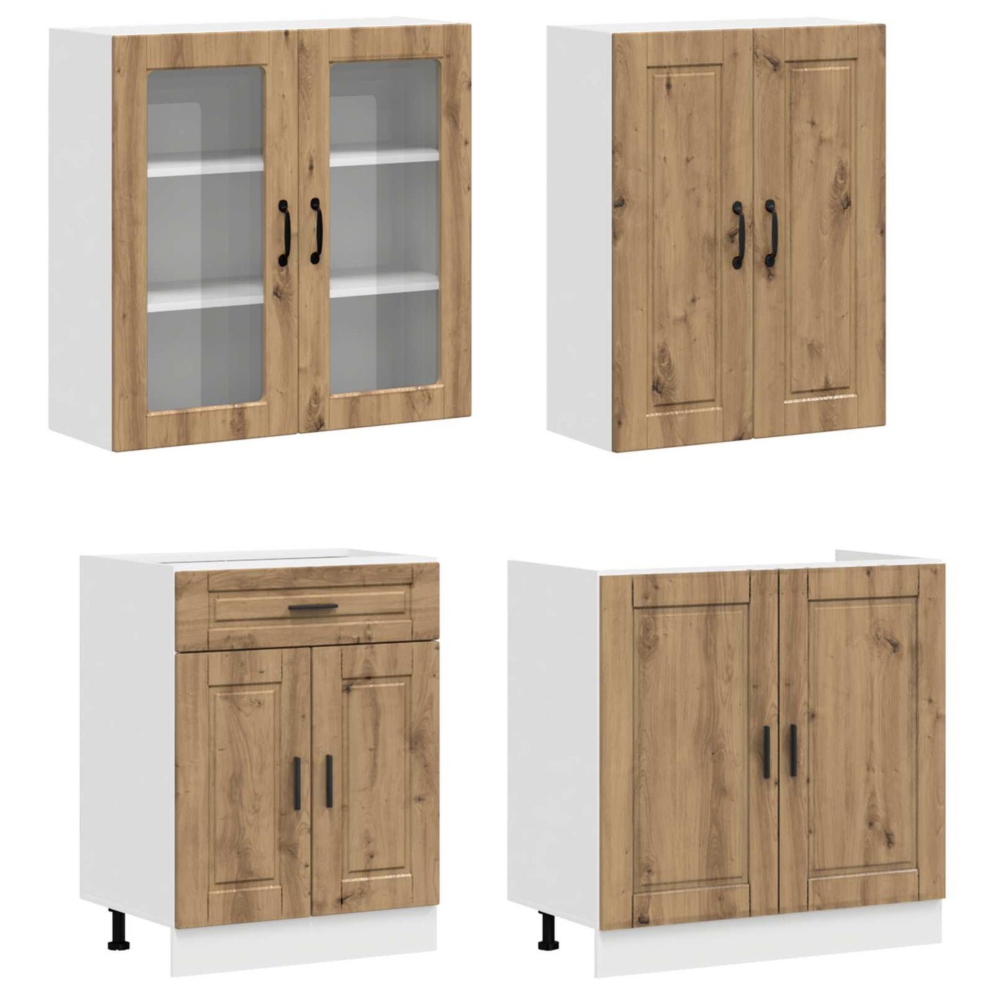 vidaXL Μονάδα κουζίνας PORTO 4 pcs Artisan Δρυς Επεξεργασμένο Ξύλο