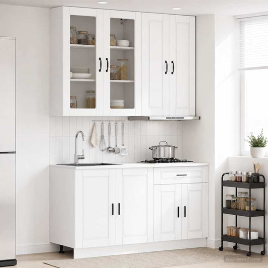 vidaXL Μονάδα κουζίνας PORTO 4 pcs Λευκό Επεξεργασμένο Ξύλο