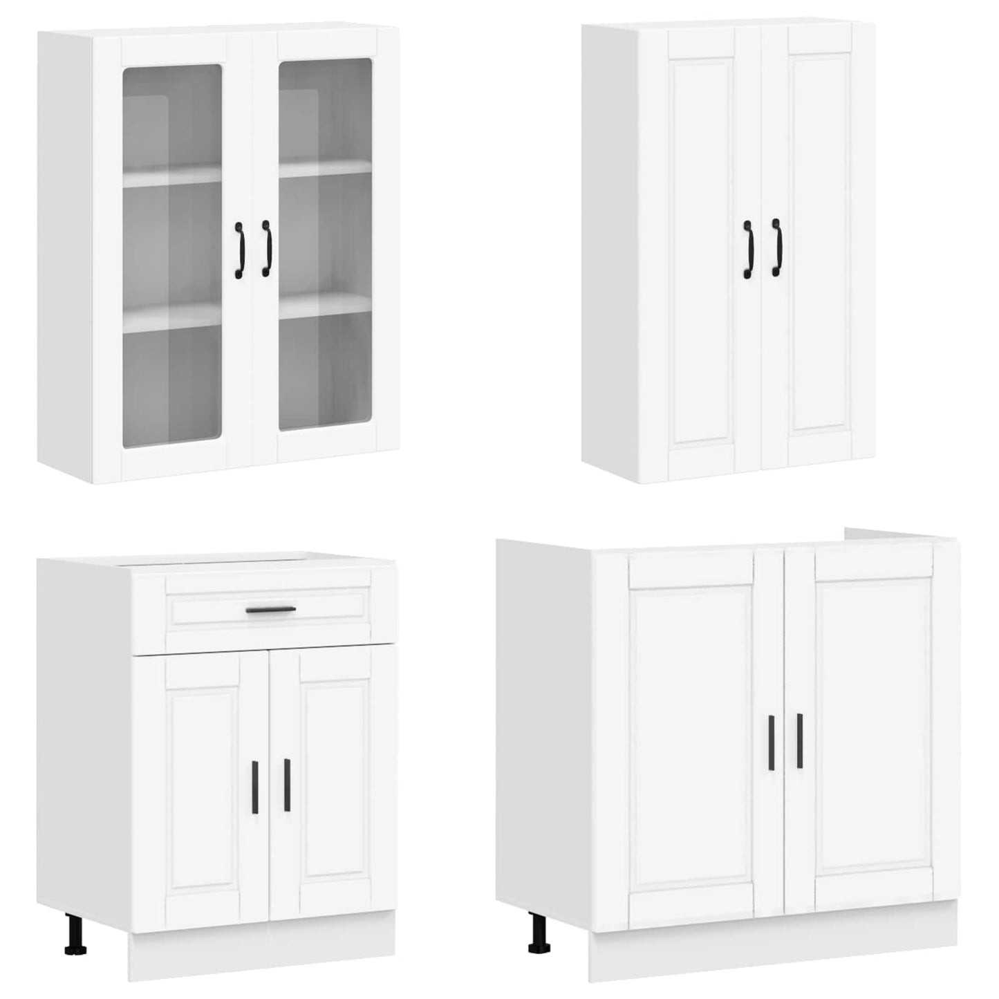 vidaXL Μονάδα κουζίνας PORTO 4 pcs Λευκό Επεξεργασμένο Ξύλο